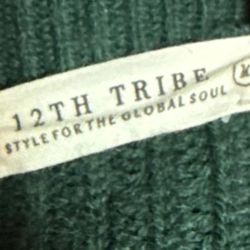 12th Tribe Green Rib Knit Long Sleeve Button Oversized Cardigan Sweater Top Sz M - Image 4