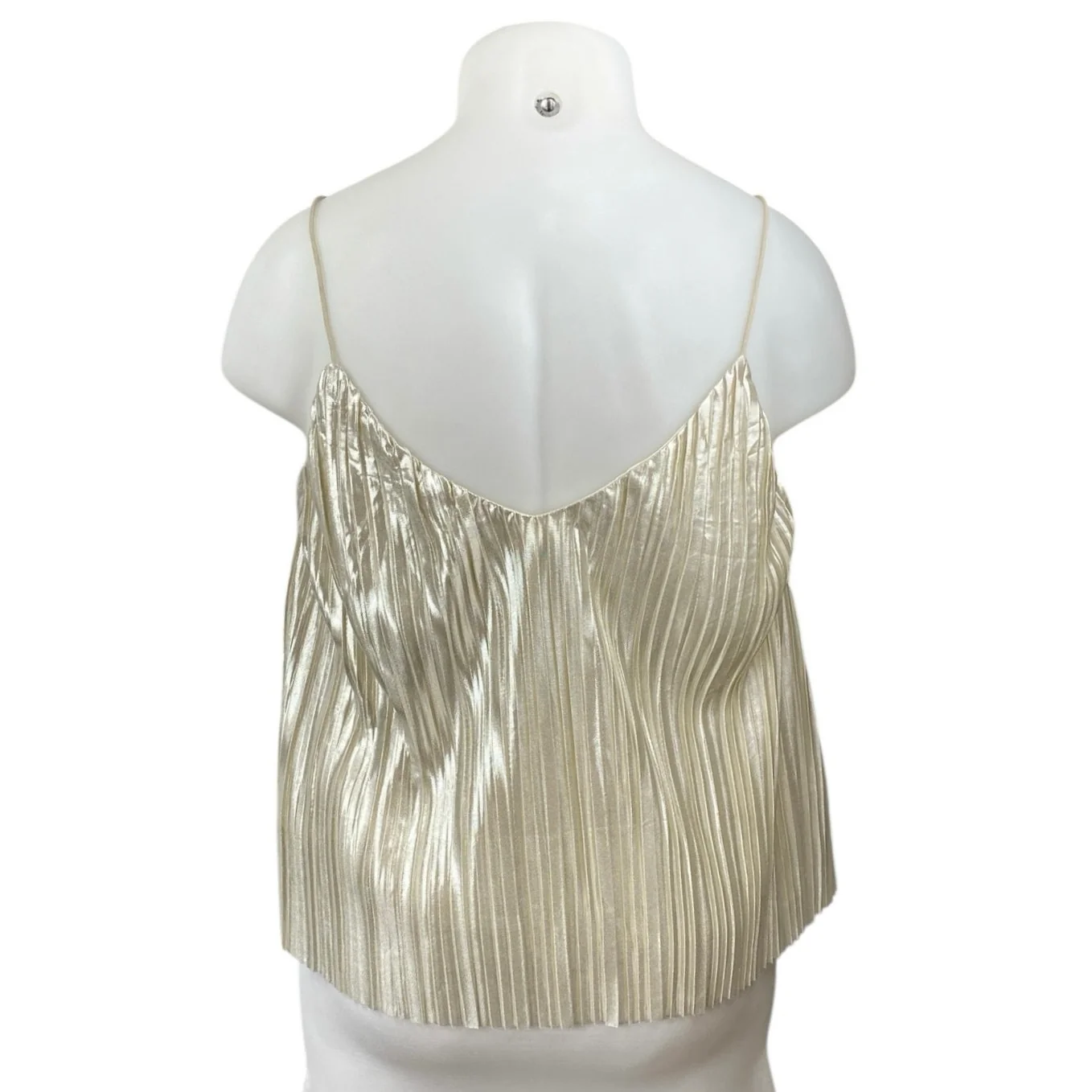 4SI3NNA Women's Gold Metallic Pleated Sleeveless Cami Camisole Crop tank Top XL - Image 3