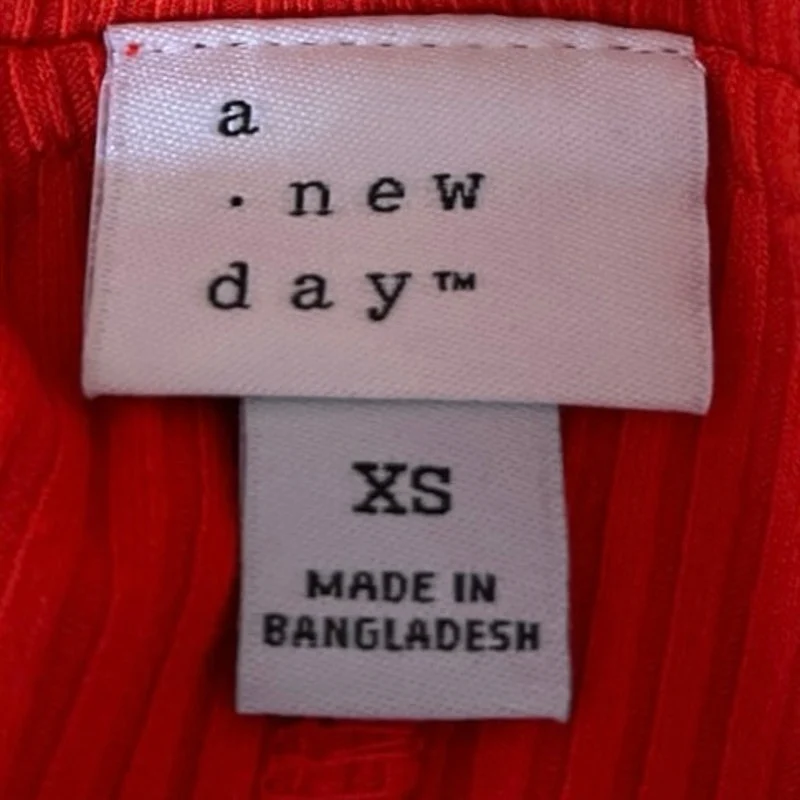A New Day Red Ribbed Stretch Knit Short Sleeve Off the Shoulder Top Blouse XS - Image 4