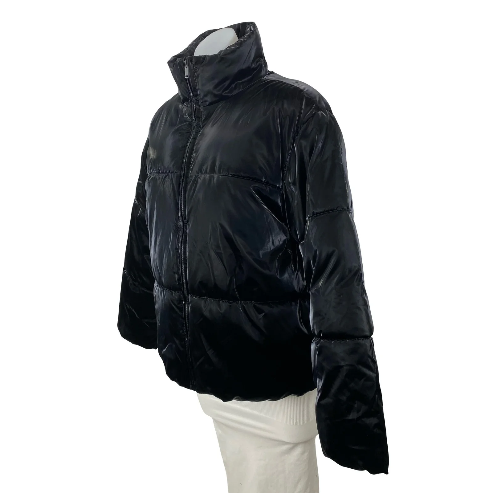 A New Day Women's Black Water Resistant Long Sleeve Full Zip Puffer Jacket Sz M - Image 3