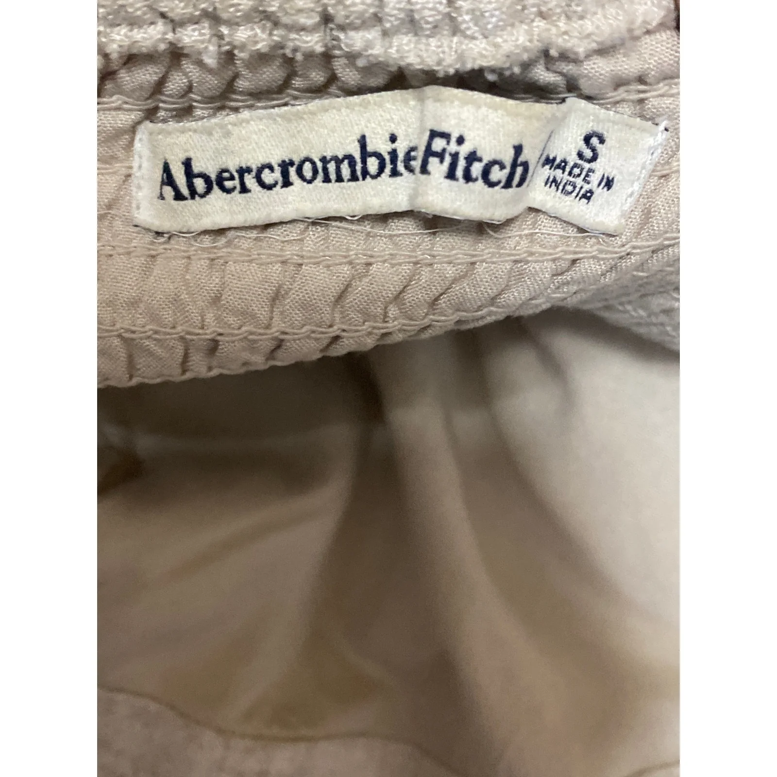 Abercrombie & Fitch Beige Linen Short Puff Sleeve Square Neck ALine Mini Dress S - Image 5