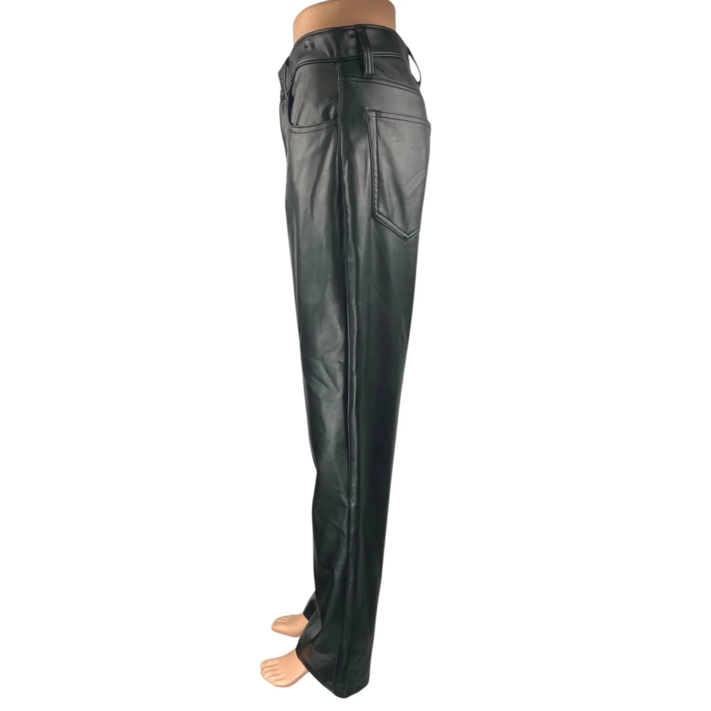 Abercrombie & Fitch Black Faux Leather Straight Leg High Waist Trousers Pants 29 - Image 2