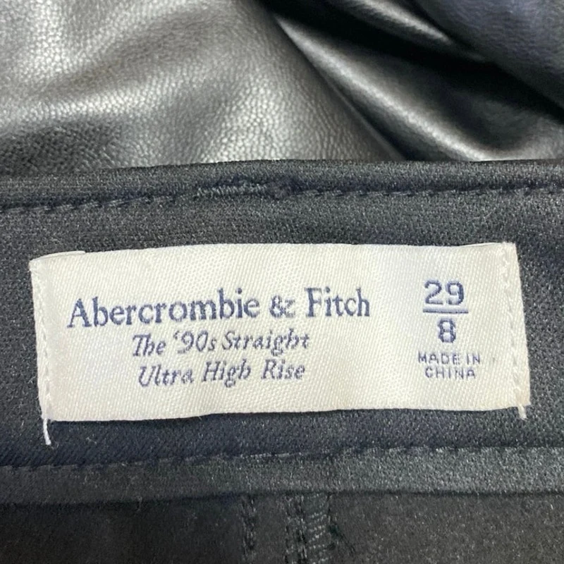 Abercrombie & Fitch Black Faux Leather Straight Leg High Waist Trousers Pants 29 - Image 4