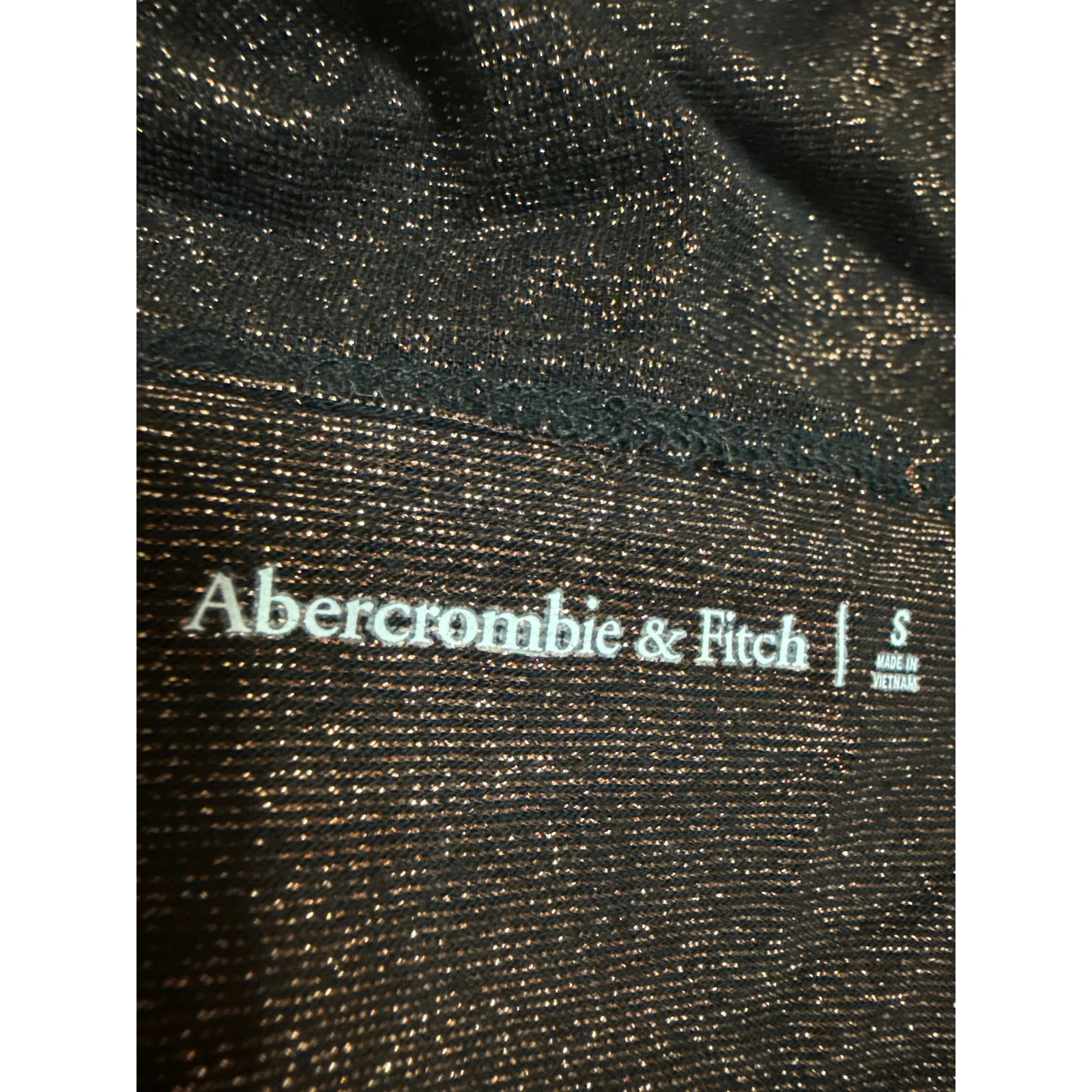 Abercrombie & Fitch Black Metallic Glitter Sparkly Long Sleeve Twist Crop Top S - Image 3