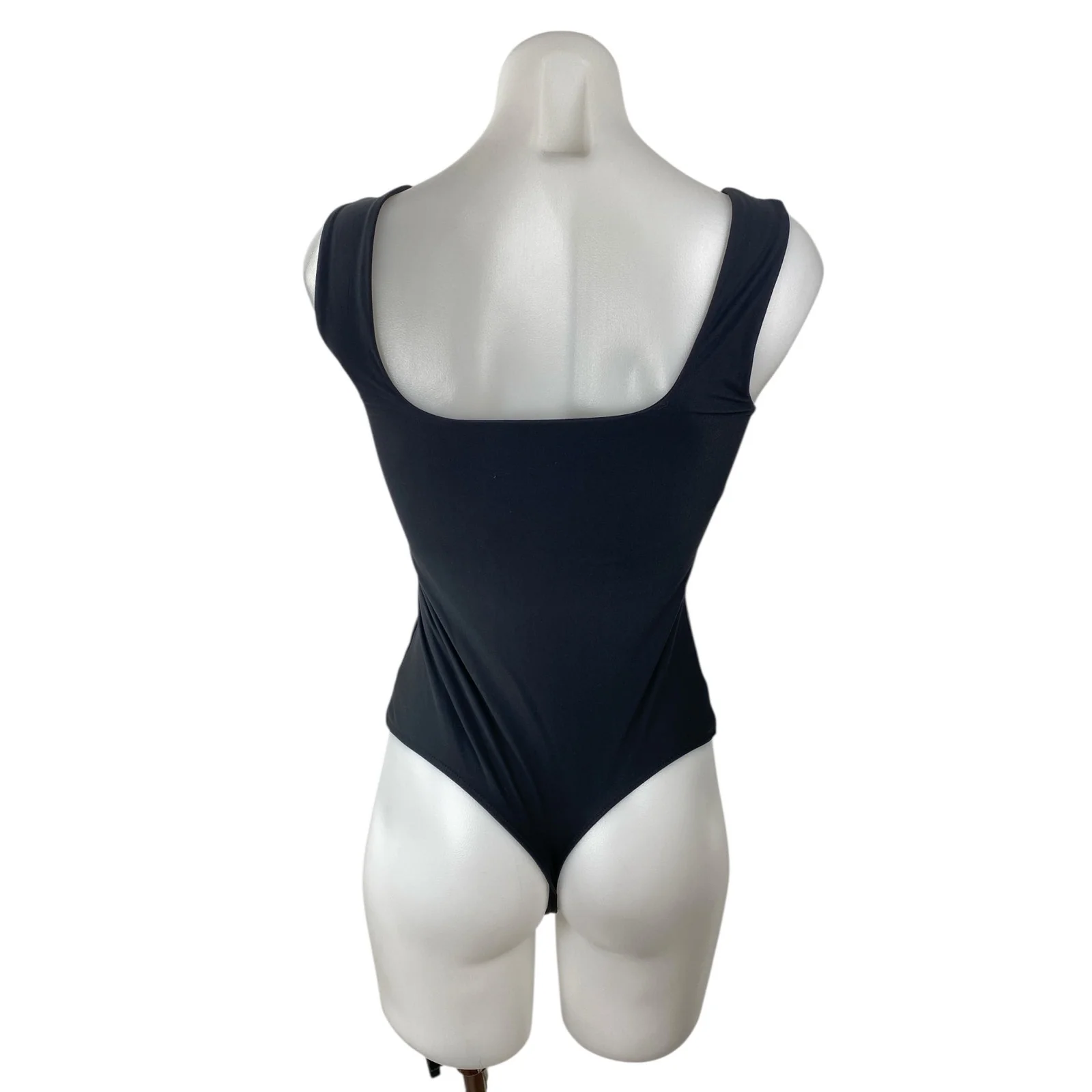 Abercrombie & Fitch Black Sleeveless Square Neck Thong Tank Bodysuit Top Size S - Image 4