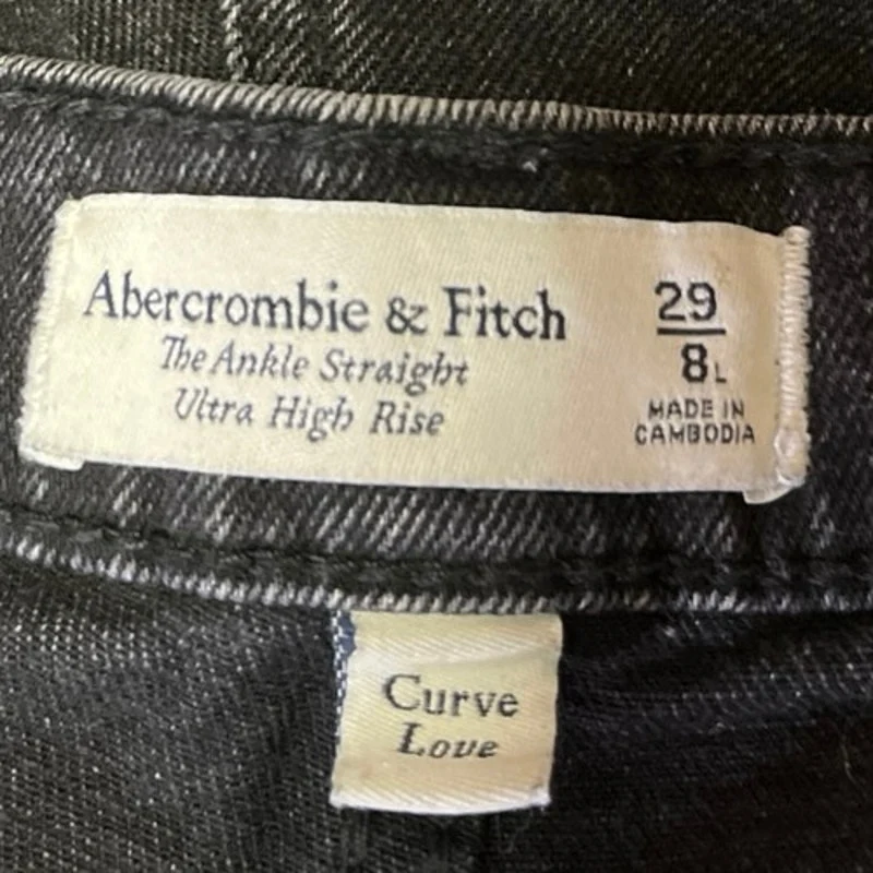 Abercrombie & Fitch Black Ultra High Rise Straight Leg Ankle Denim Jeans Pants 8 - Image 4