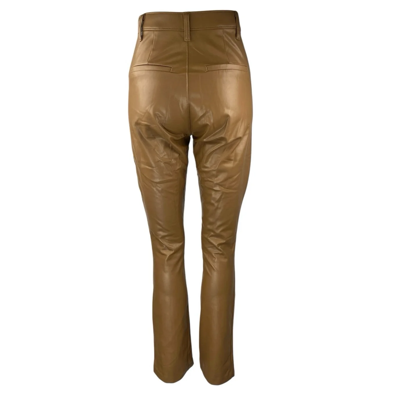 Abercrombie & Fitch Brown Faux Leather Skinny High Rise Split Hem Pants Size 25 - Image 3