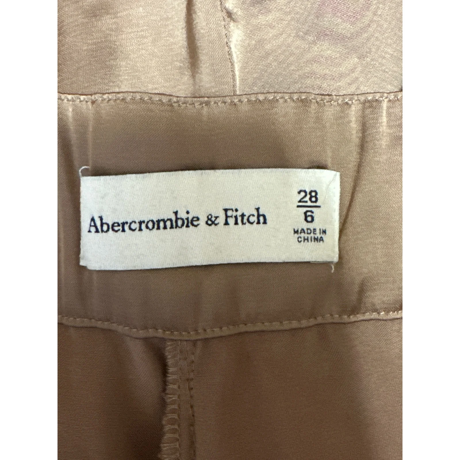 Abercrombie & Fitch Brown Gold Satin Pleated Wide Leg Trousers Dress Pants Sz 28 - Image 4