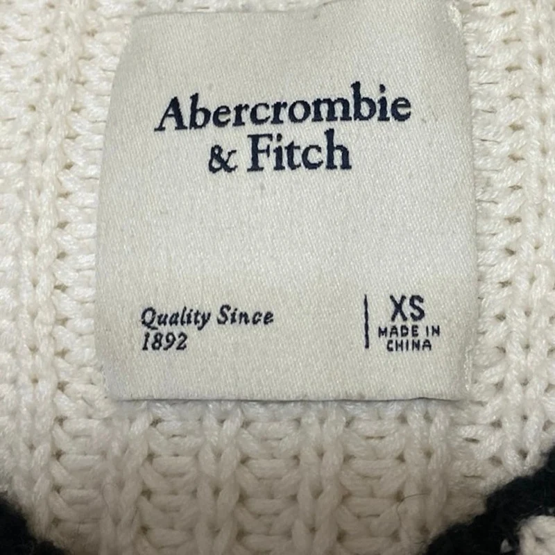 Abercrombie & Fitch Cream Striped Knit V Neck Long Sleeve Sweater Top Size XS - Image 3