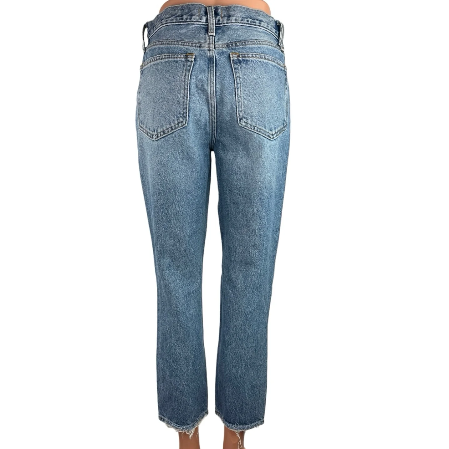 Abercrombie & Fitch Mom Jean Women's Blue High Rise Distressed Ankle Jeans Sz 2 - Image 3