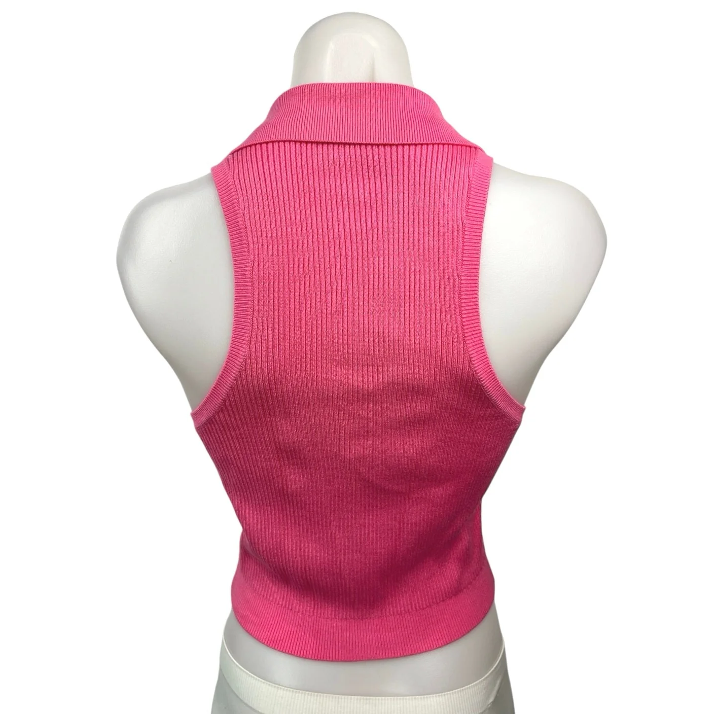 Abercrombie & Fitch Pink Ribbed Knit Collared Polo Pullover Sweater Vest Top M - Image 2