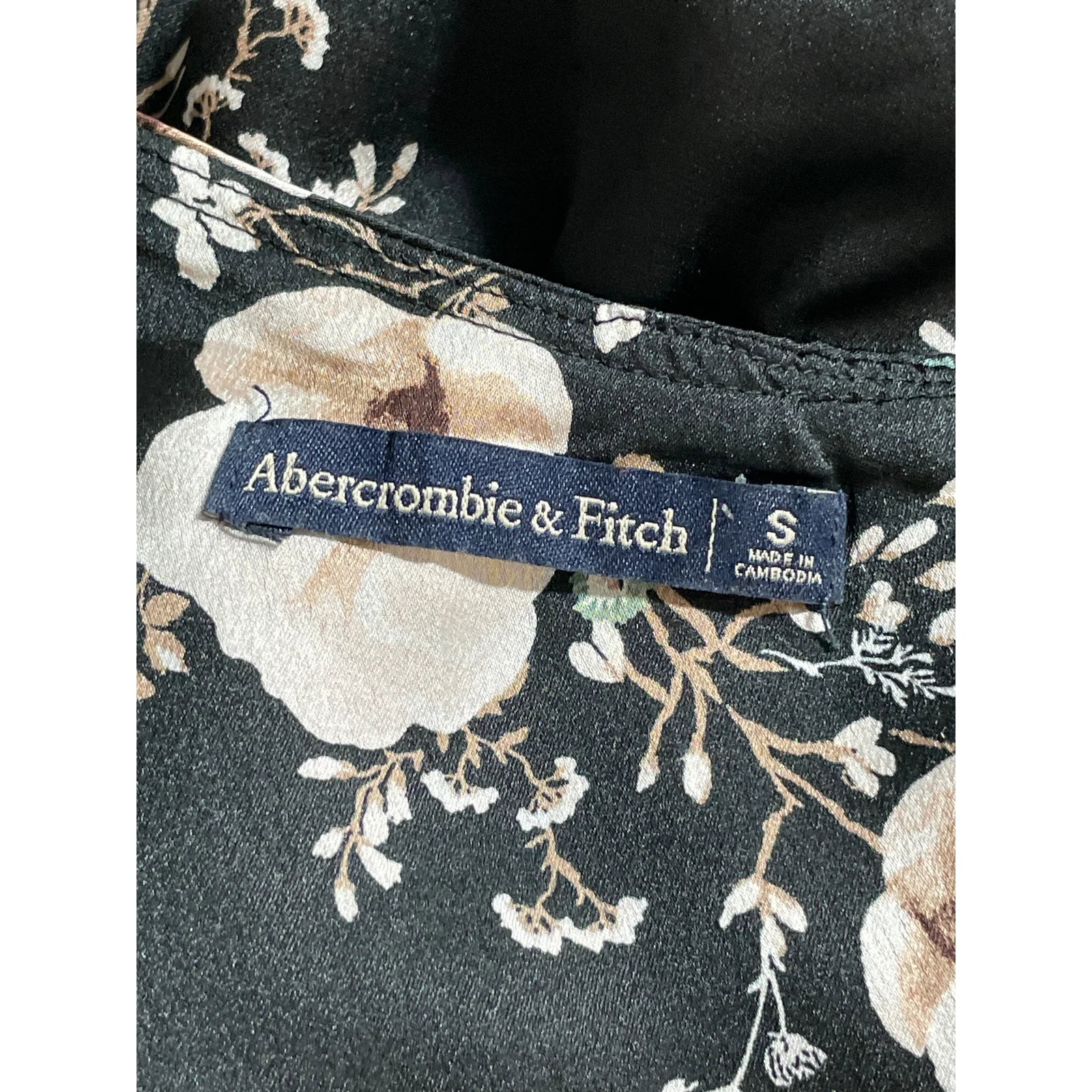Abercrombie & Fitch Satin Floral One Shoulder Long Sleeve Mini A-Line Dress Sz S - Image 5