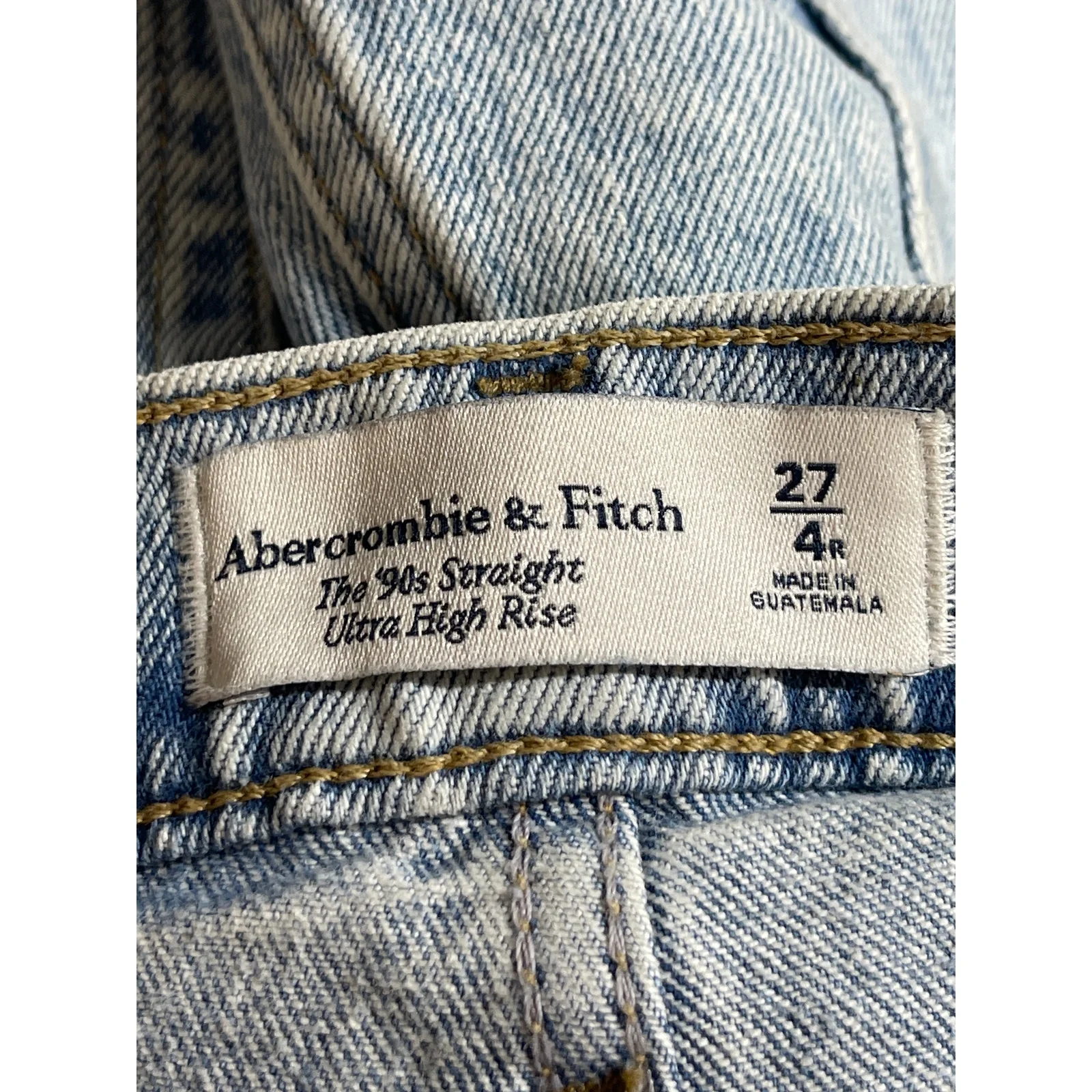 Abercrombie & Fitch The 90s Straight Ultra High Rise Blue Denim Jeans Size 27 - Image 4