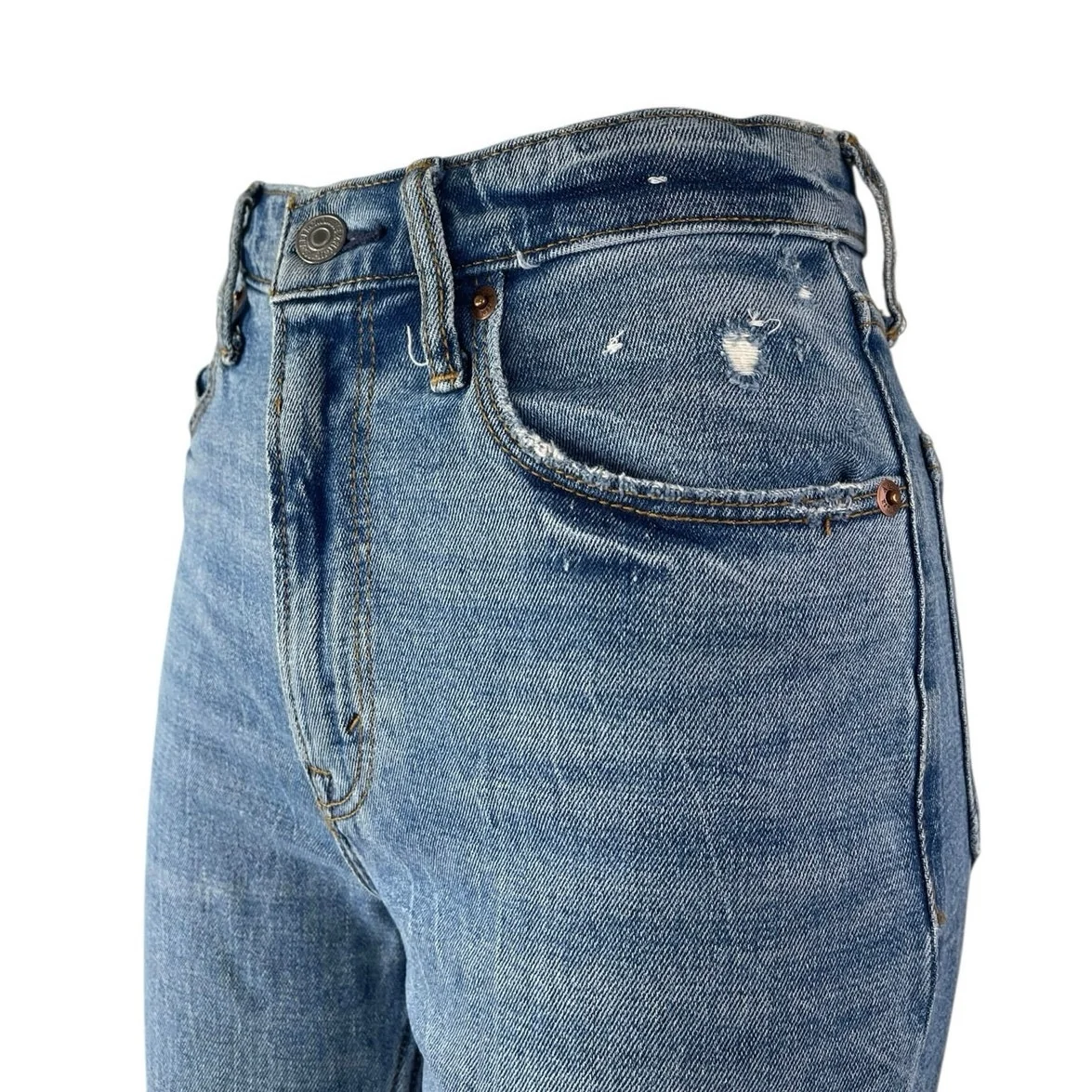 Abercrombie & Fitch The Ankle Straight High Rise Distressed Denim Jeans Size 24 - Image 3
