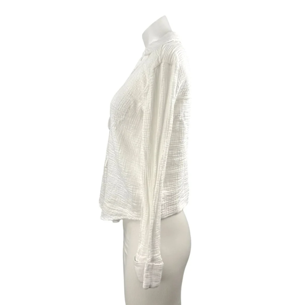 Abercrombie & Fitch White Long Sleeve Tie Knot V Neck Blouse Shirt Top Size S - Image 2