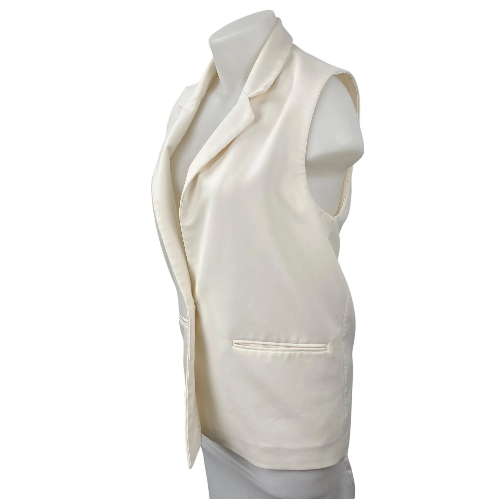 Abercrombie & Fitch White Notched Collar Sleeveless Vest Blazer Coat Jacket M - Image 2
