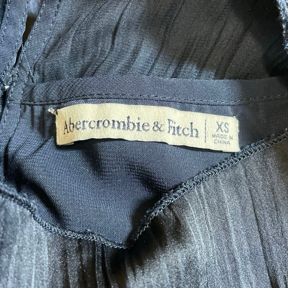 Abercrombie & Fitch Women's Blue Pleated Mock Neck Sleeveless Tank Blouse Top XS - Image 5