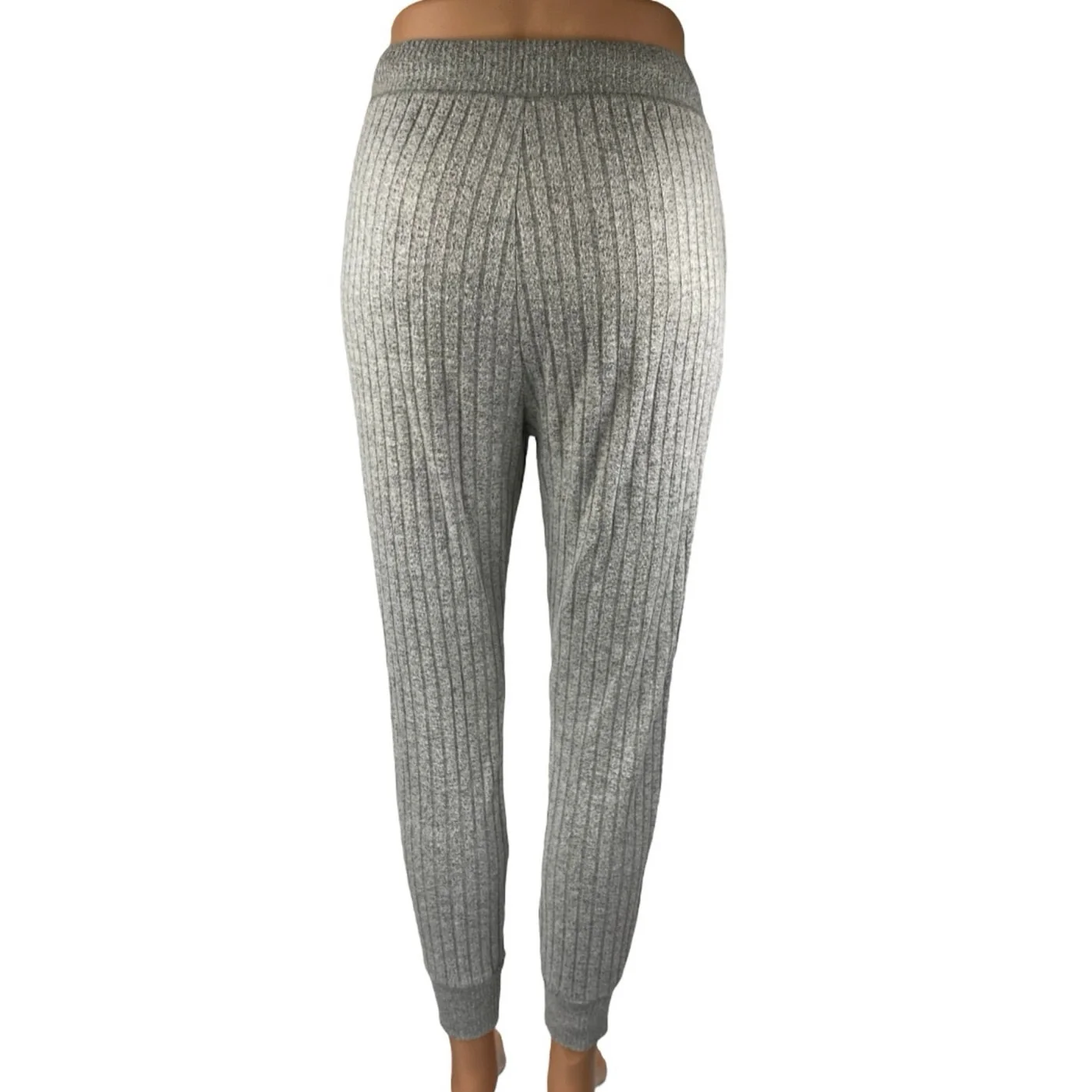 Abercrombie & Fitch Women's Gray Ribbed Tapered Lounge Joggers Sweatpants Sz XS - Image 3