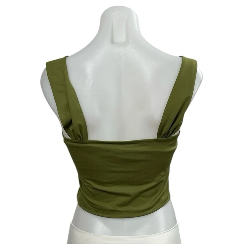 Abercrombie & Fitch Women's Green Sweetheart Neck Sleeveless Crop Tank Top Sz M - Image 3