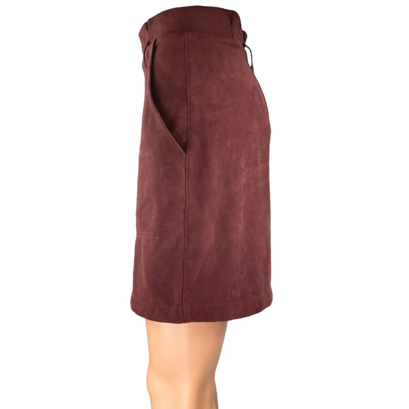 Abercrombie & Fitch Women's Red Maroon Faux Suede Mini Straight Pencil Skirt M - Image 2