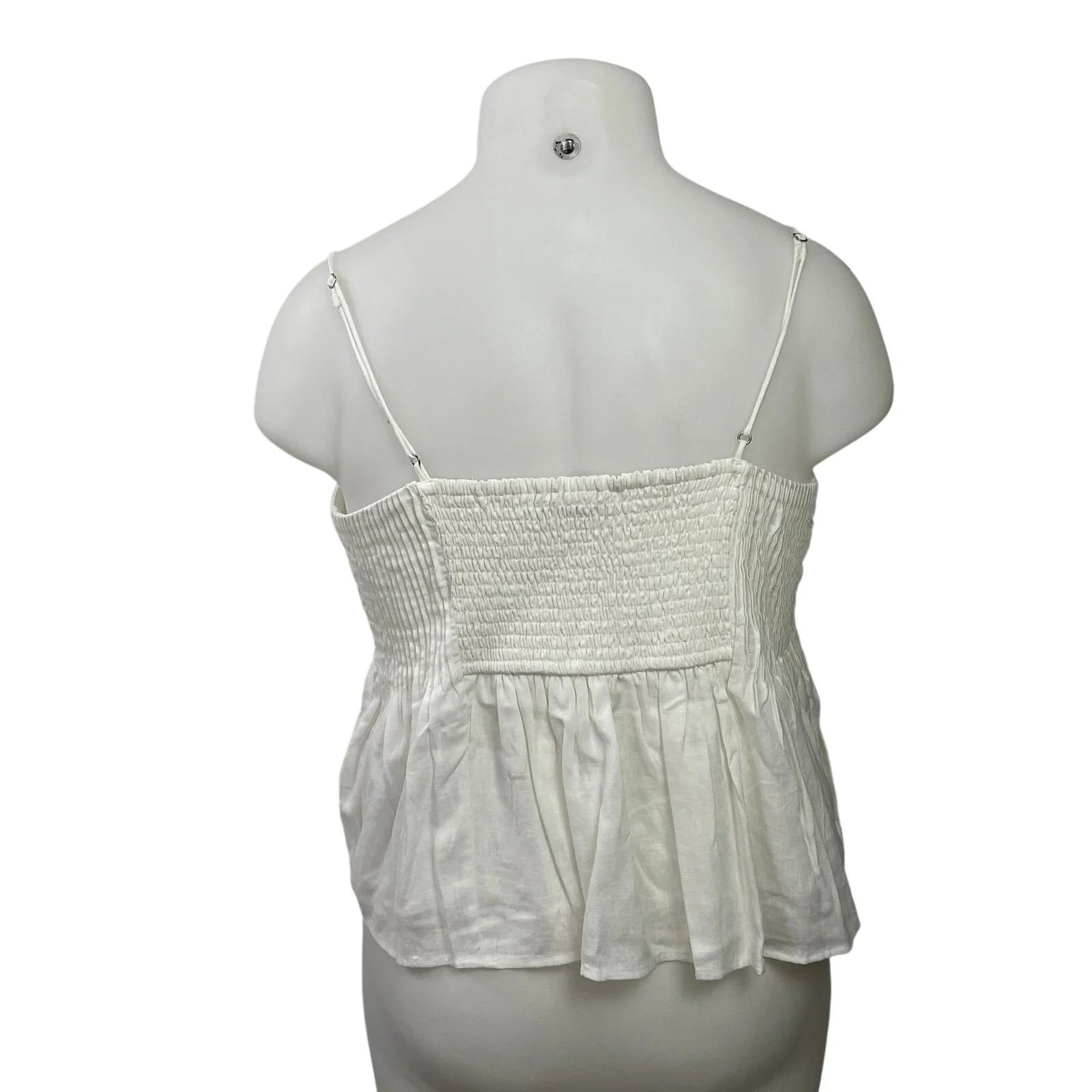 Abercrombie & Fitch Women's White Sleeveless Smocked Cami Camisole Tank Top XL - Image 3