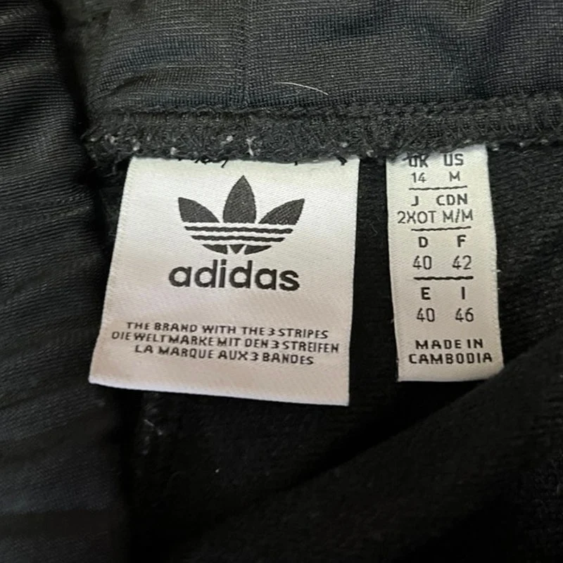 Adidas Women's Black High Rise Drawstring Straight Leg Trousers Sweatpants Sz M - Image 4