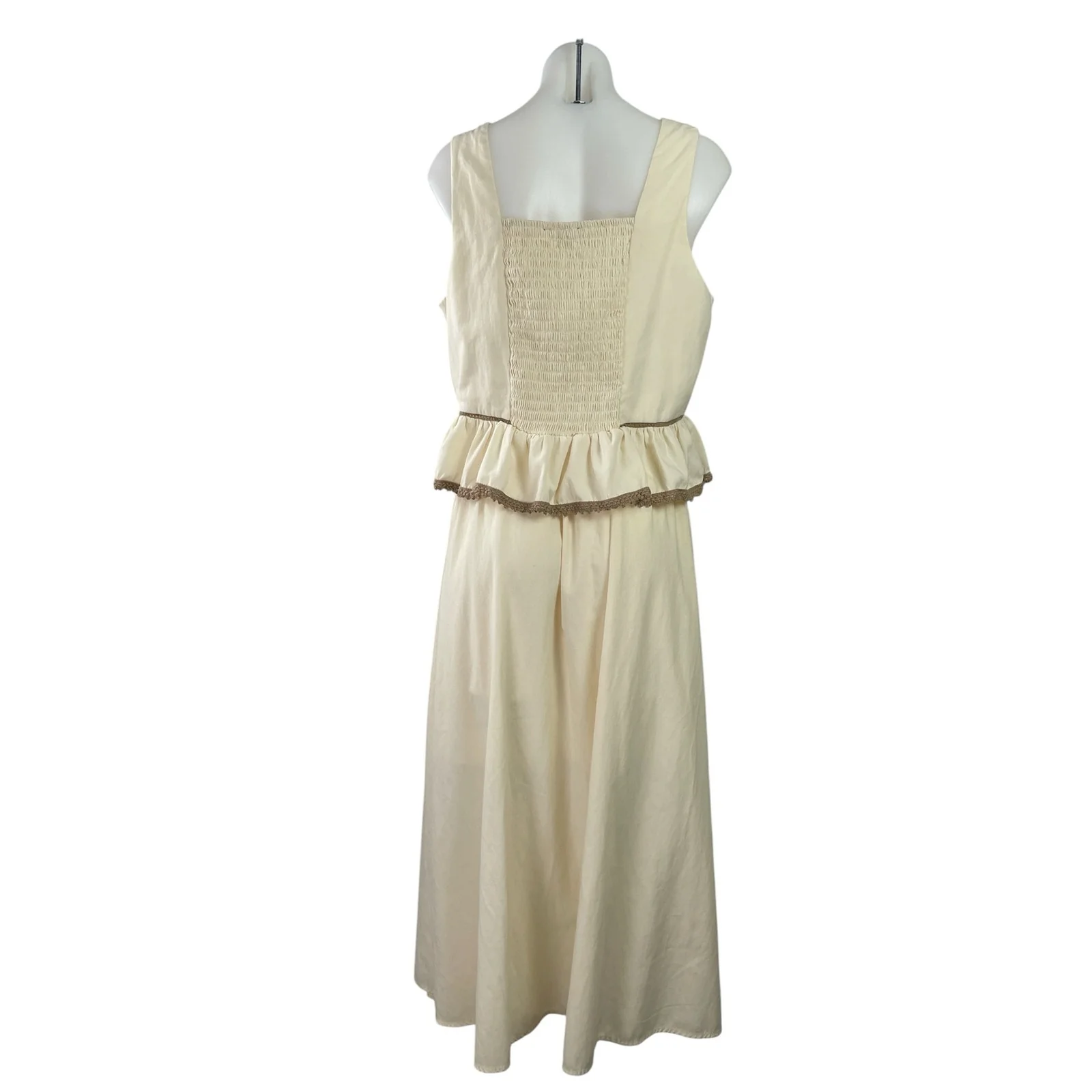 Adrianna Papell Cream Embroidered Sleeveless Ruffle Peplum Tank Skirt Set Size L - Image 3
