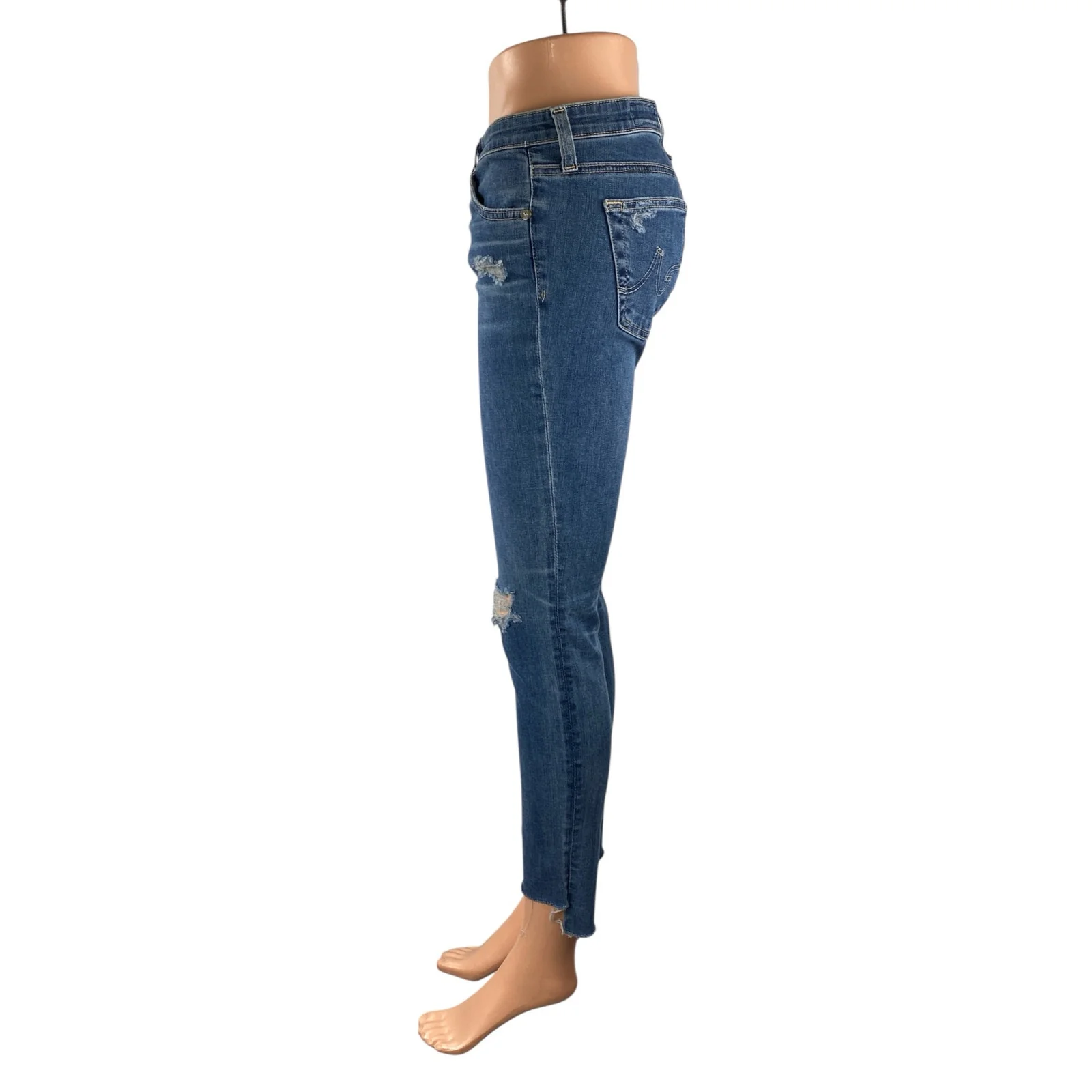 Adriano Goldschmied Blue Distressed Frayed Hem Super Skinny Denim Jeans Pant 28 - Image 3
