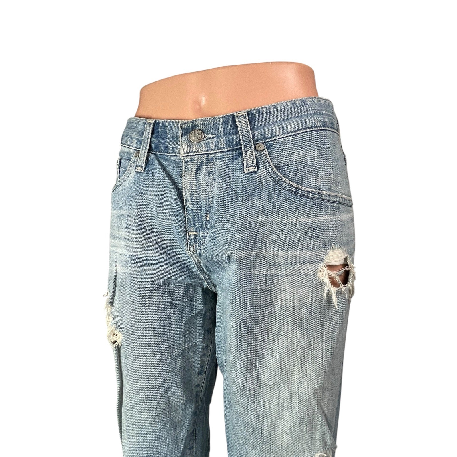 Adriano Goldschmied Distressed Slouchy Slim Boyfriend Denim Jeans Pants Size 28R - Image 2