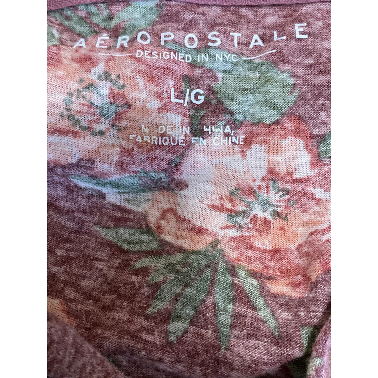 Aeropostale Women Brown Floral Long Sleeve Hoodie Hooded Sweatshirt Top Size L - Image 5