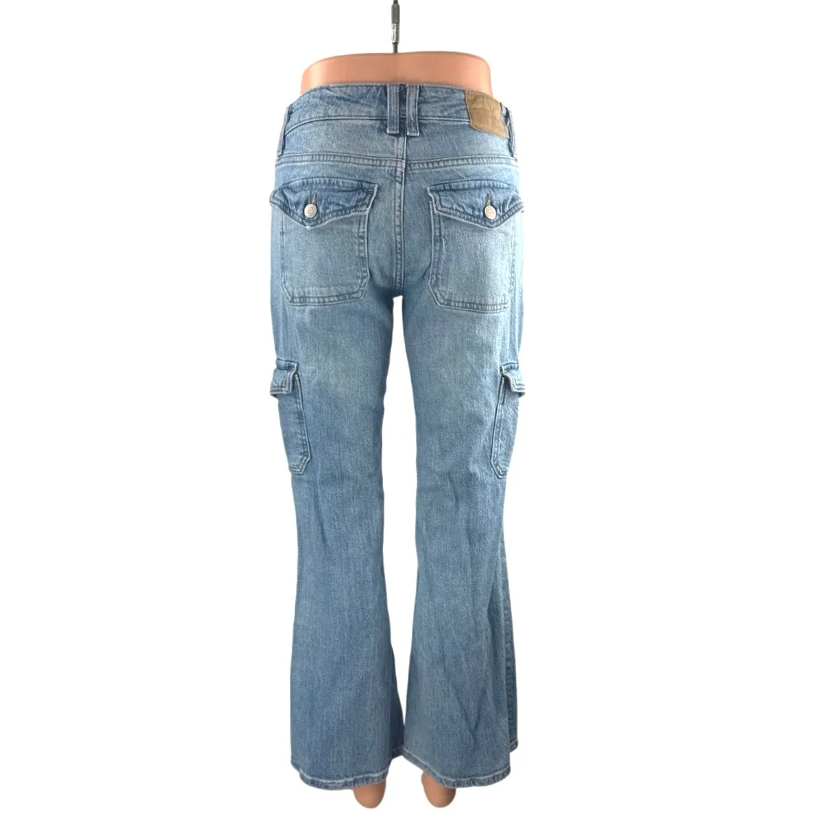 Aeropostale Women's Blue Mid Rise Flared Bootcut Y2k Cargo Denim Jeans Size 2 - Image 3