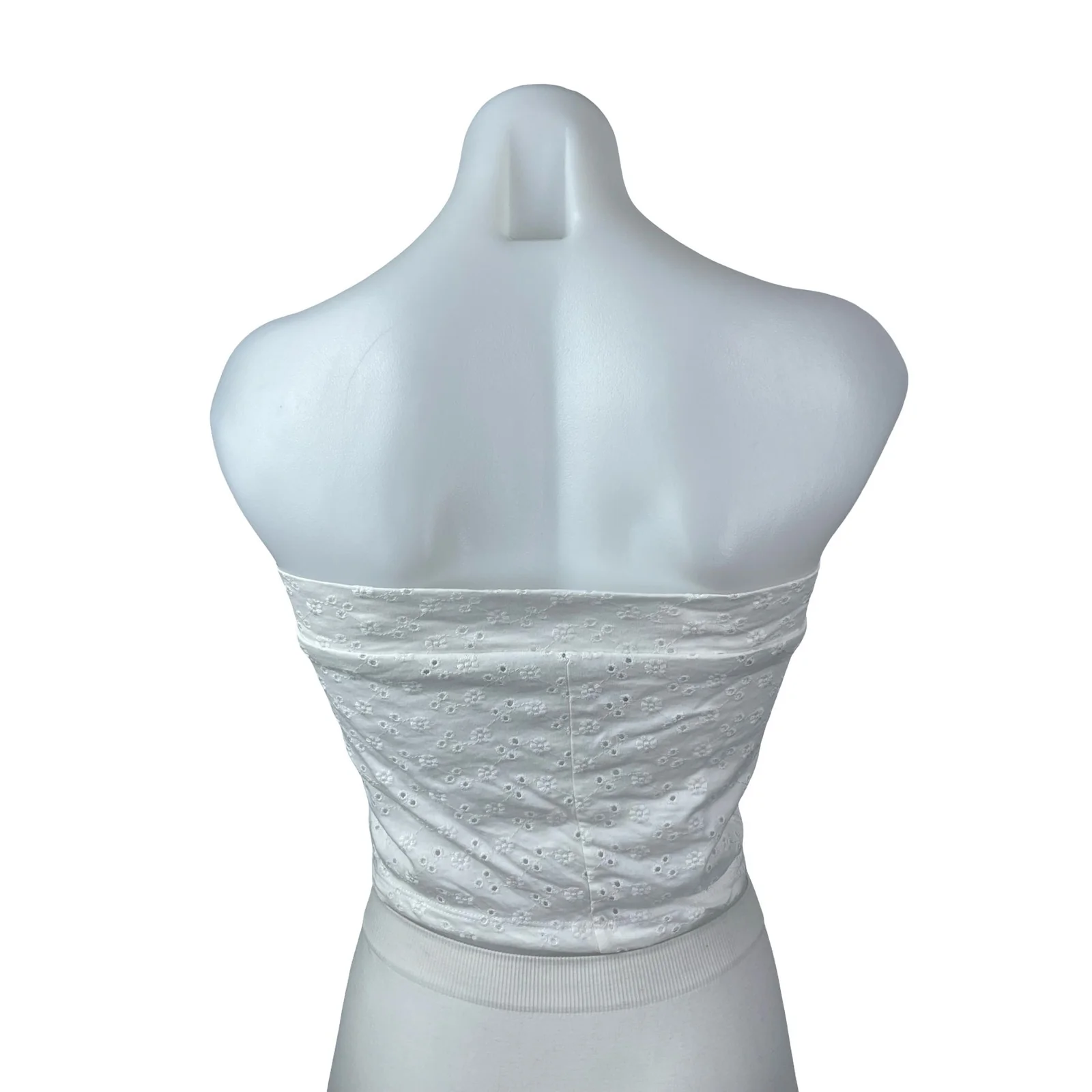 Aeropostale Women's White Embroidered Floral Eyelet Bandeau Tube Crop Top Size L - Image 3