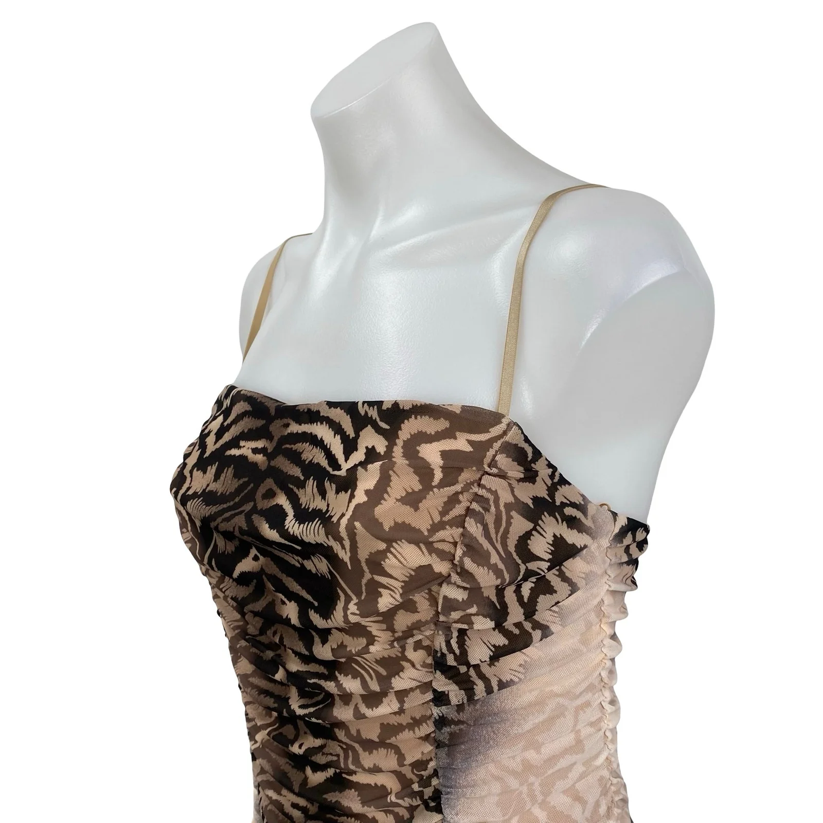 AFRM Amara Power Mesh Ruched Ombre Animal Print Midi Tank Sheath Bodycon Dress M - Image 3