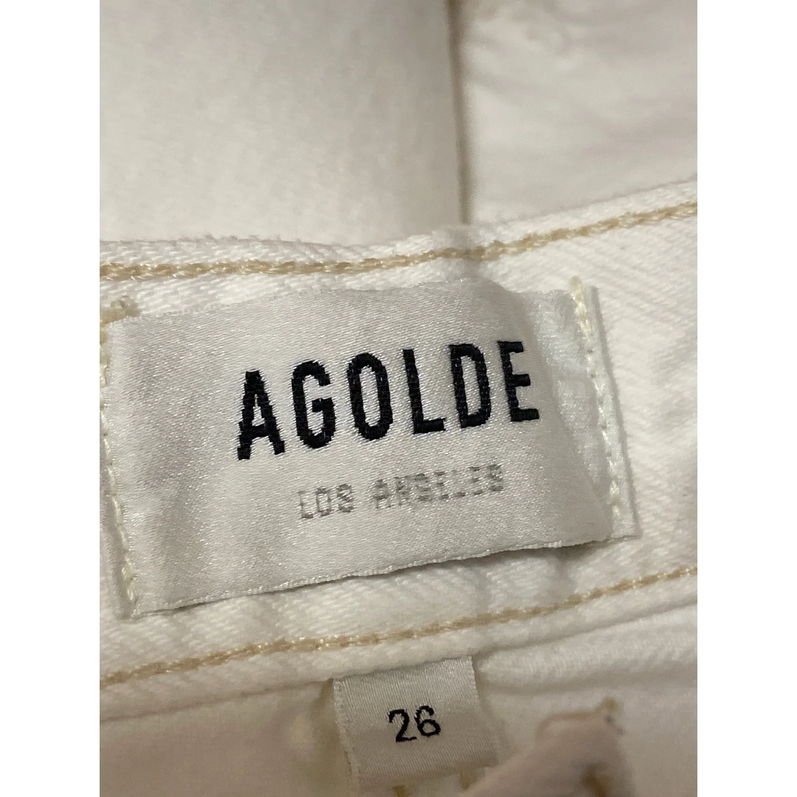 Agolde Parker Women's White High Waisted Cotton Cut Off Denim Jean Short Size 26 - Image 4