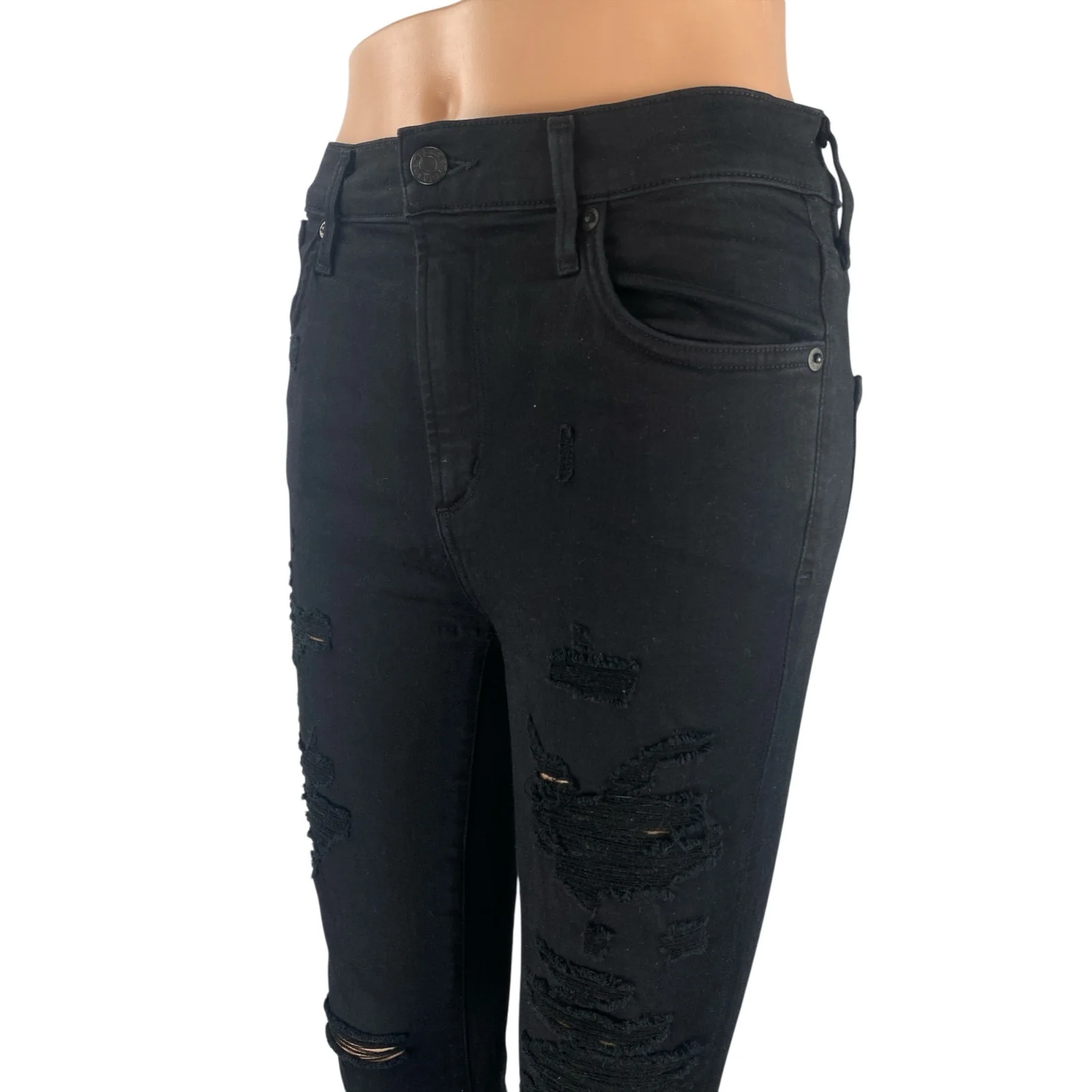 Agolde Women's Black High Waisted Distressed Y2k Skinny Denim Jeans Size 27 - Image 2
