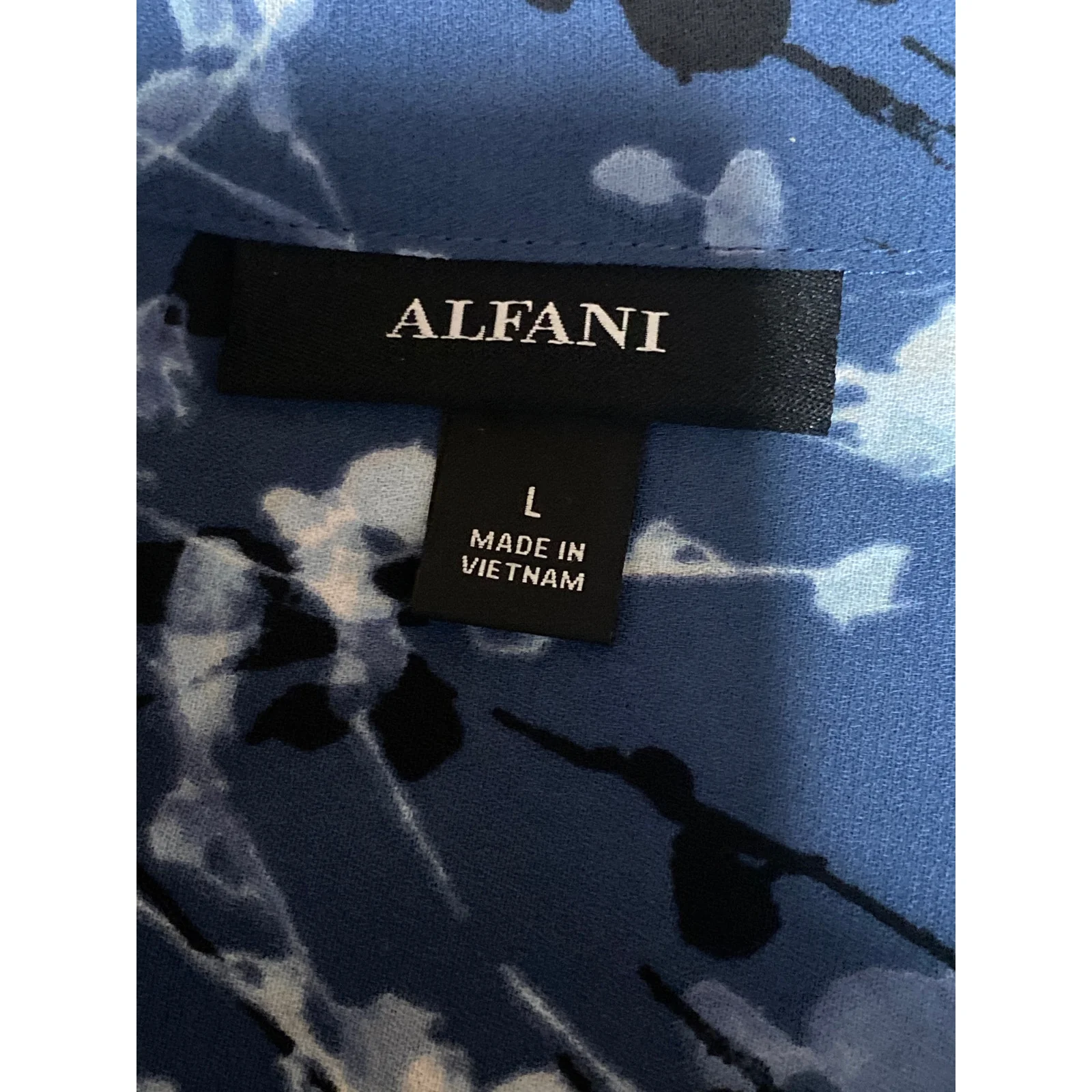 Alfani Womens Blue Floral Long Sleeve Pocket Button Down Blouse Shirt Top Size L - Image 5