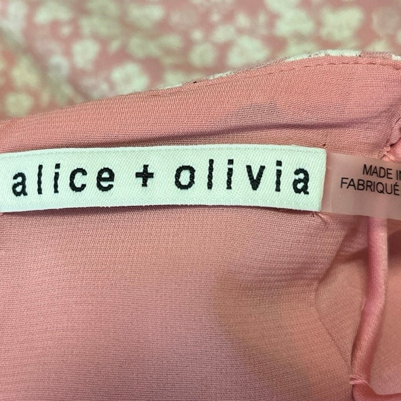 Alice + Olivia Tayla Pink Jacquard Floral V Neck Chic A Line Mini Dress Size 10 - Image 6
