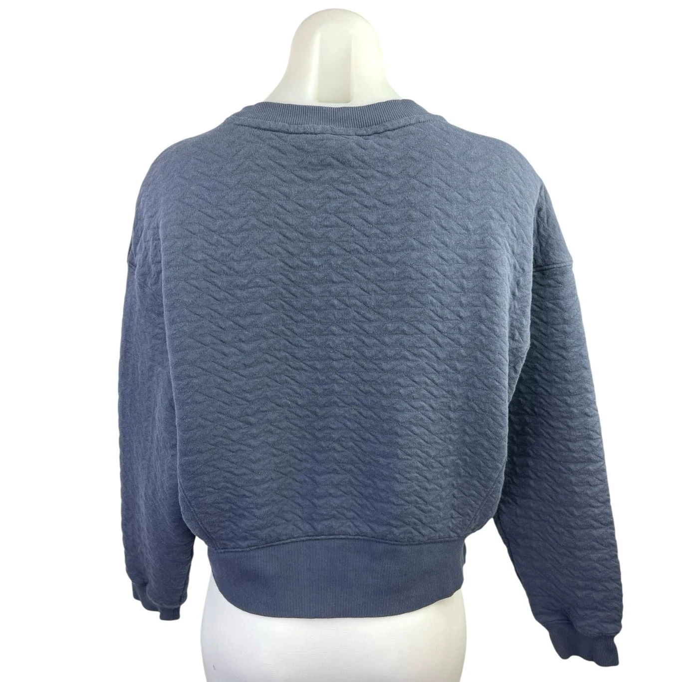 All In Motion Blue Crew Neck Quilted Crew Neck Pullover Sweatshirt Top Size S - Image 2
