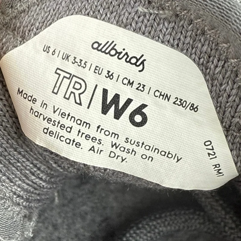 Allbirds Women's Gray Knit Lace Up Low Top Lightweight Tree Runner Shoes Size 6 - Image 10