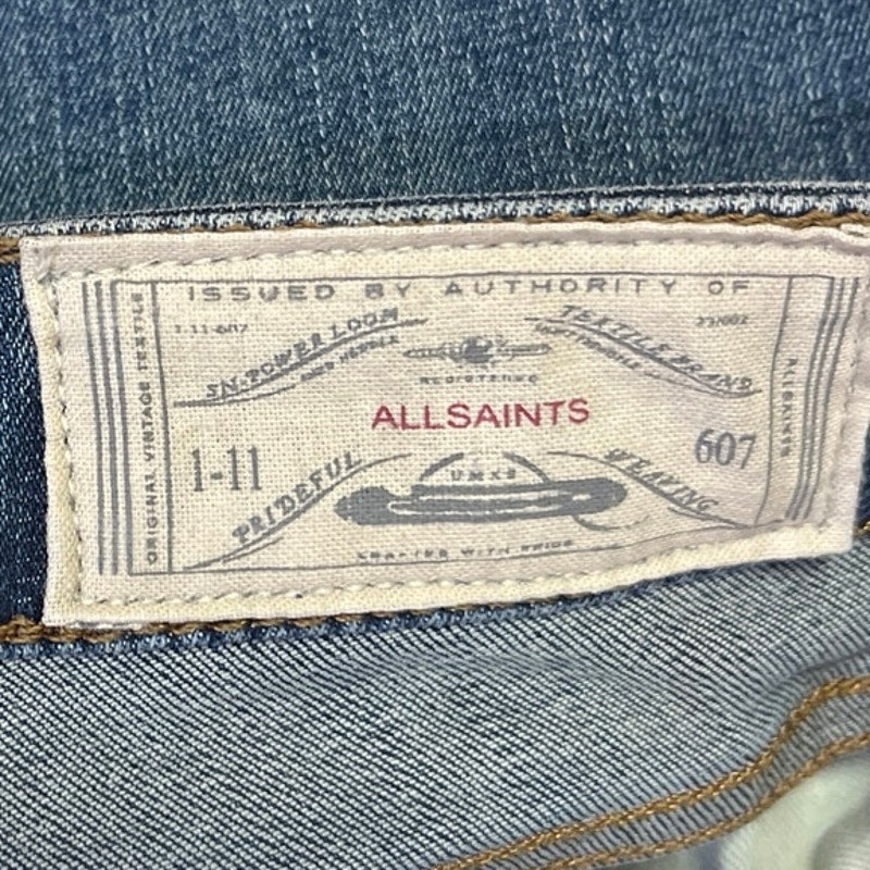 AllSaints Mast Women's Blue Low Rise Skinny Fit Medium Wash Denim Jeans Pants 25 - Image 4