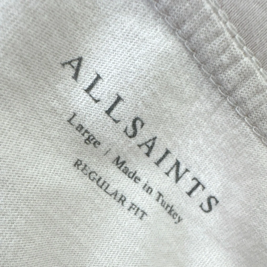 AllSaints Men’s Cream White Regular Fit Crewneck Short Sleeve Tee T-Shirt Top L - Image 4