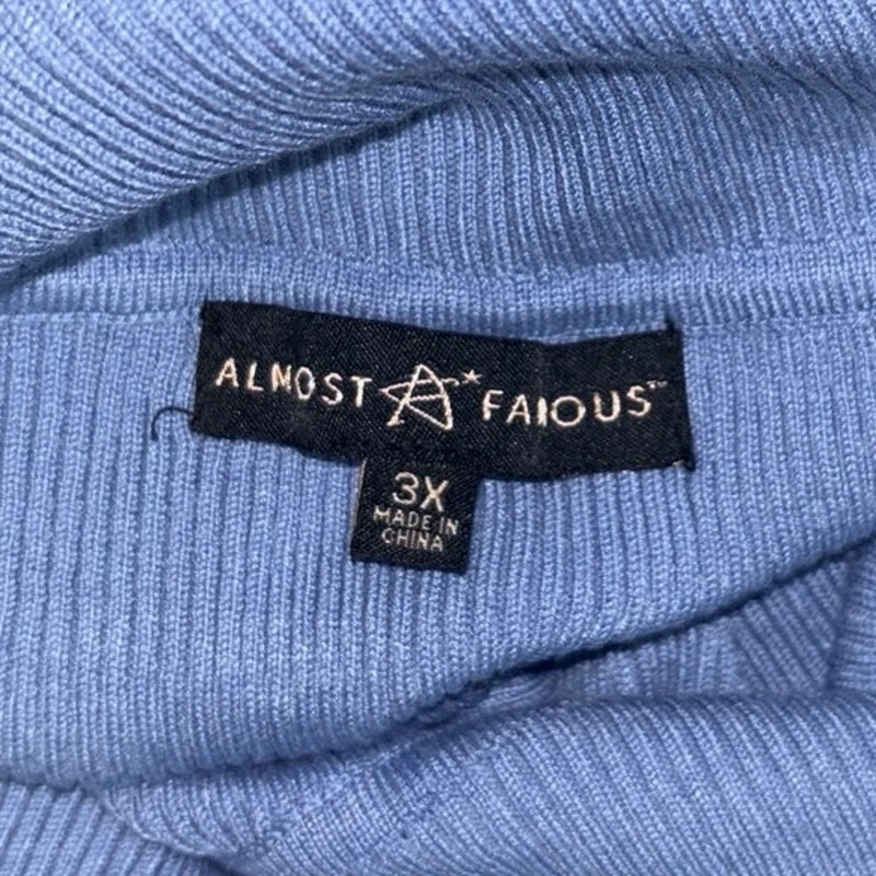 Almost Famous Blue Rib Knit Off Shoulder Long Sleeve Bodycon Sweater Dress Sz 3X - Image 4