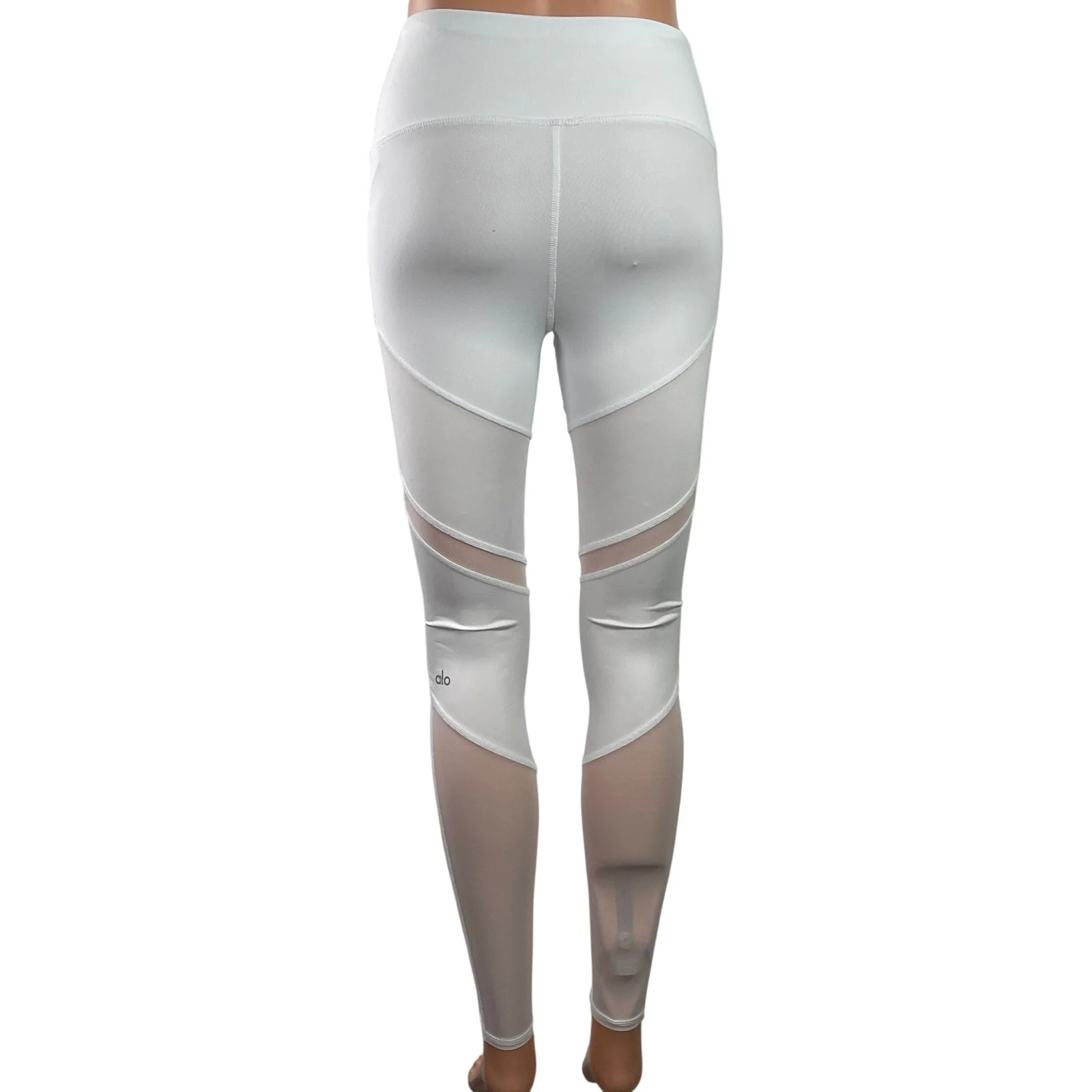 Alo Yoga Sheila White High Rise Mesh Workout Athletic Leggings Pants Size XXS - Image 3