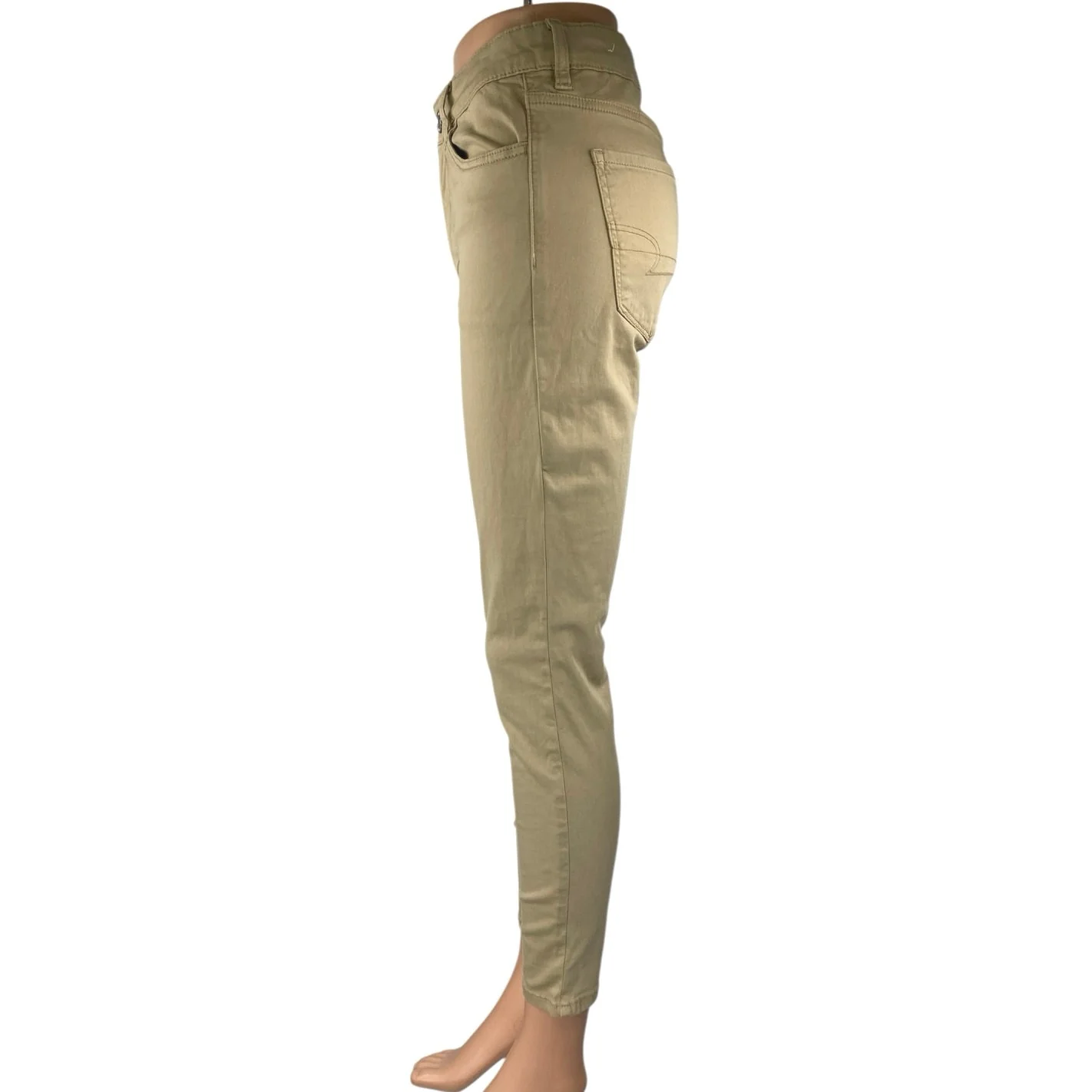 American Eagle Women's Beige Tan Mid Rise Skinny Slim Stretch Trousers Pants 6 - Image 2