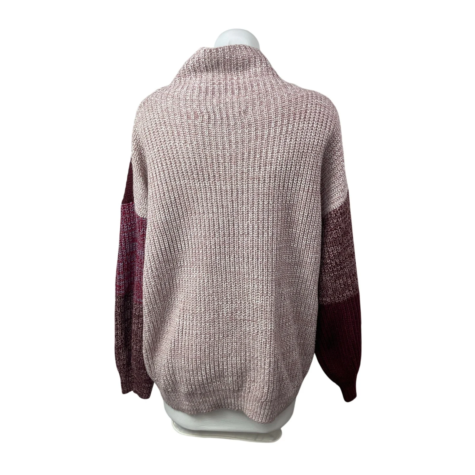 American Rag Cie Women's Pink Colorblock Ribbed Knit Cowl Neck Sweater Top Sz M - Image 4