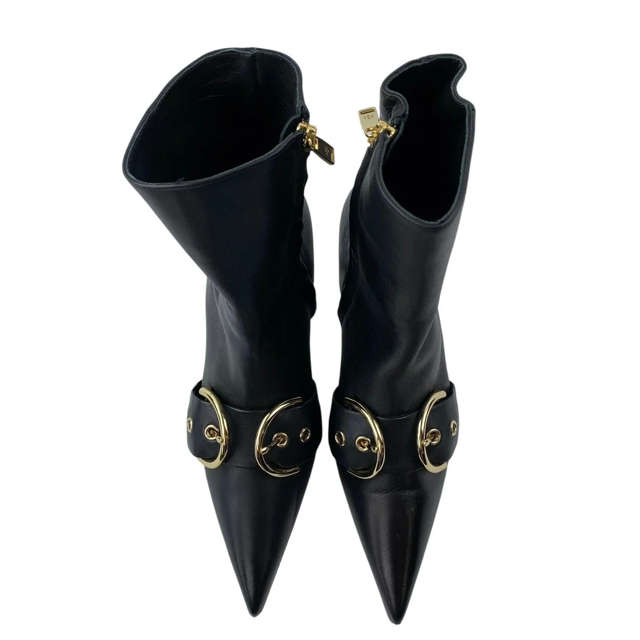 Anine Bing Zoe Women's Black Leather Buckle Pointed Toe Zip Up Ankle Boots 7.5 - Image 2