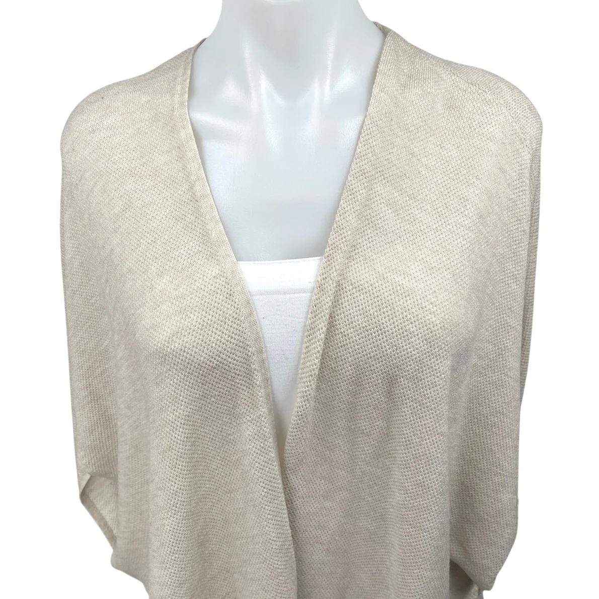 Ann Taylor LOFT Beige Wool Oversized Open Cozy Cardigan Sweater Top Size M/L - Image 3