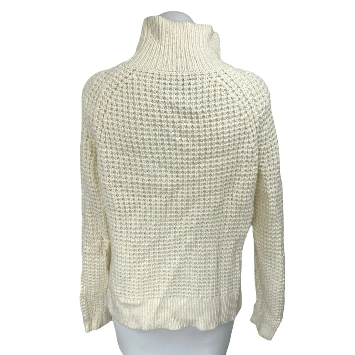 Ann Taylor Loft Cream Wool Chunky Knit Long Sleeve Turtleneck Sweater Top Size M - Image 2