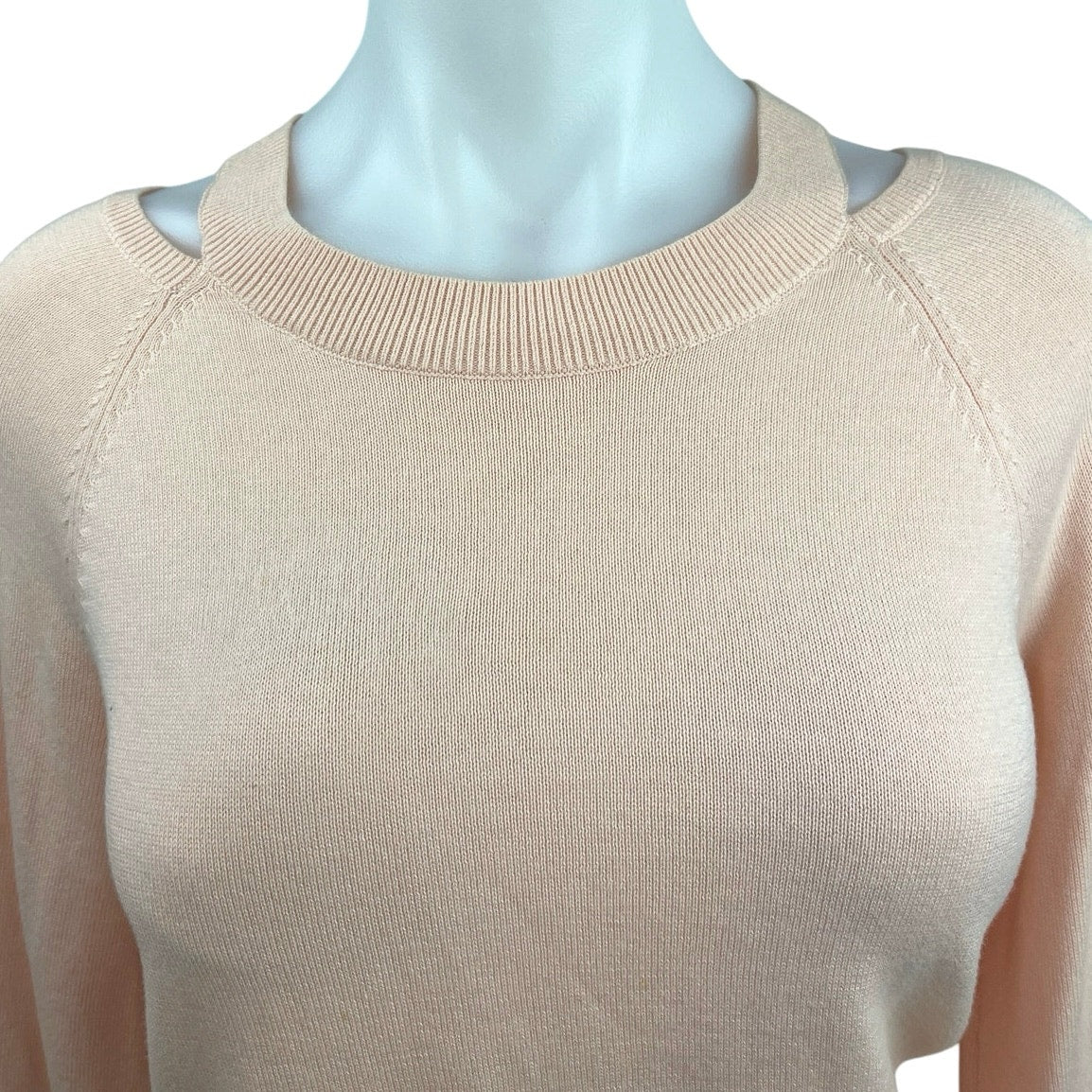 Ann Taylor LOFT Pink Peach Orange Pastel Cut Out Knit Pullover Sweater Top Sz XS - Image 3