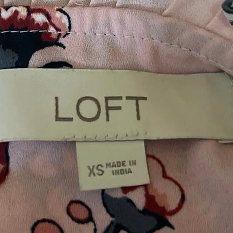 Ann Taylor LOFT Pink Floral Tropical Ruffle Flutter Sleeve Blouse Top Size XS - Image 3
